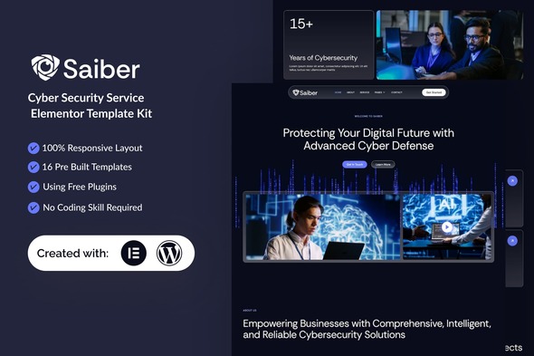 Download Saiber – Cyber Security Service Elementor Template Kit