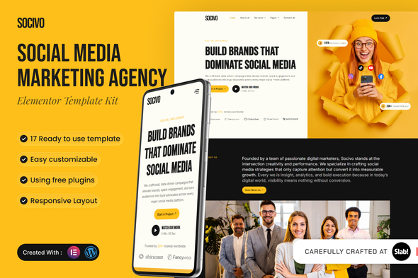 Télécharger Socivo – Social Media Marketing Agency Elementor Template Kit