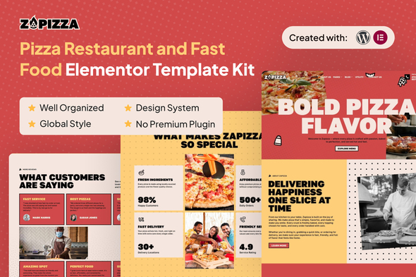 Télécharger Zapizza – Pizza Restaurant and Fast Food Elementor Template Kit