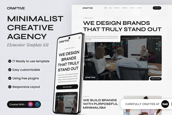 Download Craftive – Minimalist Creative Agency Elementor Template Kit