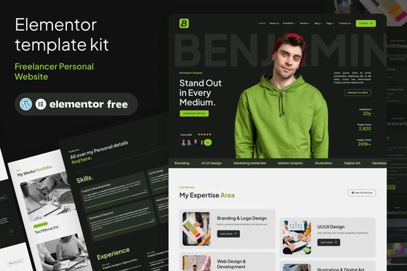 Download Benjamin – Freelancer Personal Website Template Kit