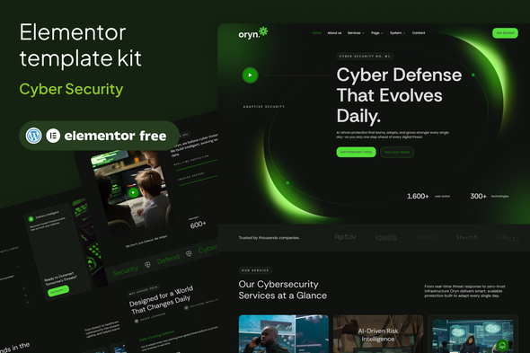 Download Oryn – Cyber Security Elementor Template Kit