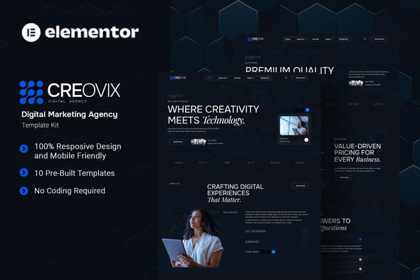 Download Creovix – Digital Marketing Agency Elementor Template Kit