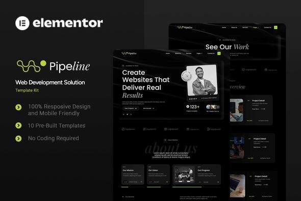 Download Pipeline – Web Development Solution Elementor Template Kit