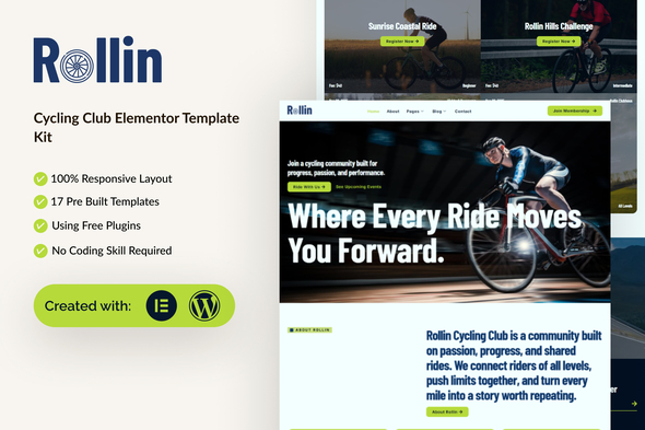 Download Rollin – Cycling Club Elementor Template Kit