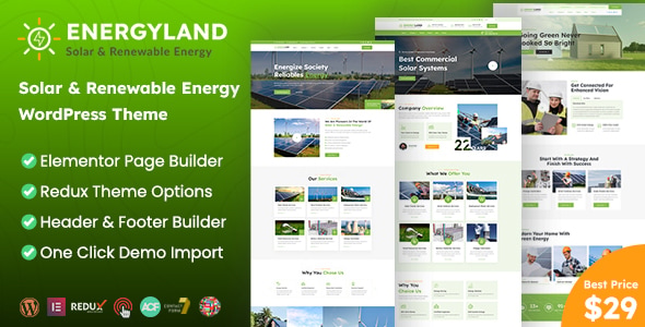 Download Energyland – Solar & Renewable Energy WordPress Theme