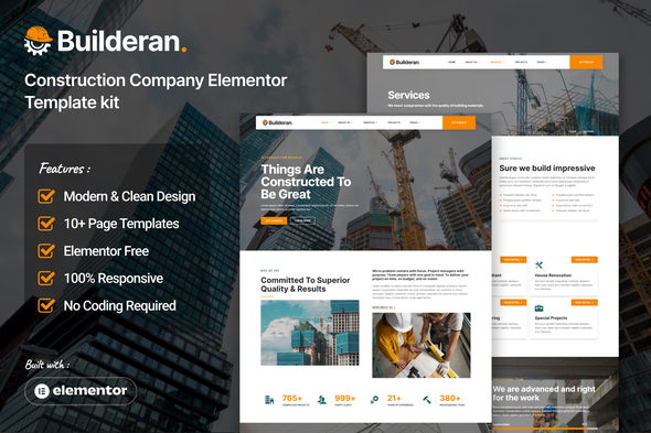 Télécharger Builderan – Construction Company Elementor Template kit