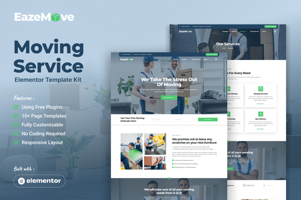 Download EazeMove – Moving Service Elementor Template Kit