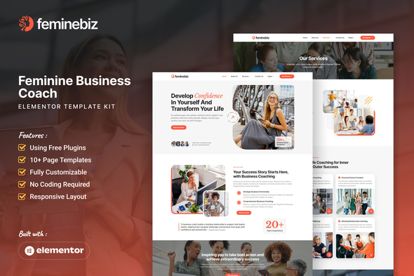 Télécharger Feminebiz – Feminine Business Coach Elementor Template Kit