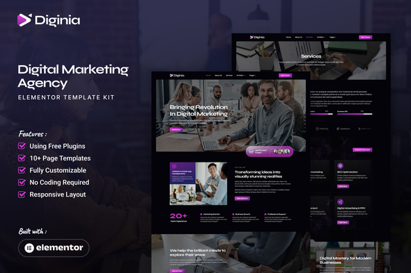 Download Diginia – Digital Marketing Agency Elementor Template Kit