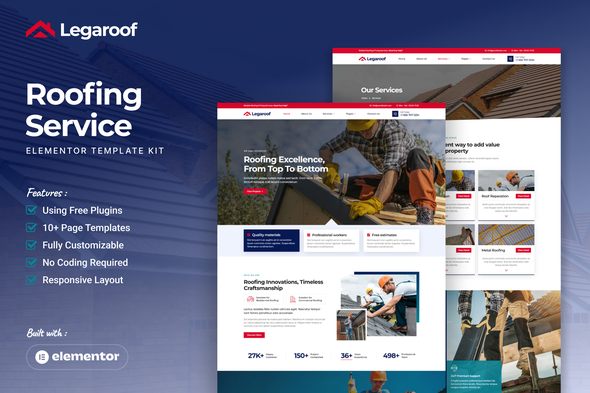 Download Legaroof – Roofing Service Elementor Template Kit