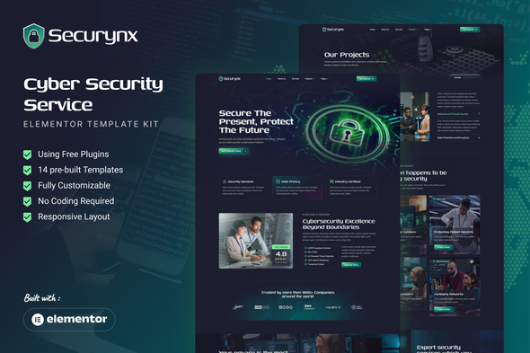 Download Securynx – Cyber Security Services Elementor Template Kit