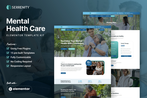 Download Serrenity – Mental Health Care Elementor Template Kit