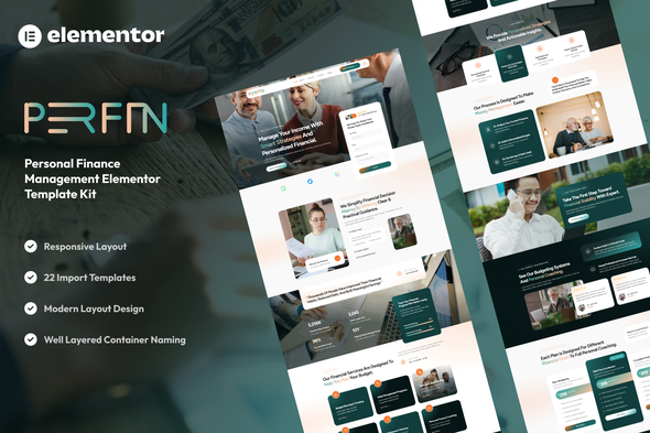 Télécharger Perfin – Personal Finance Management Elementor Template Kit