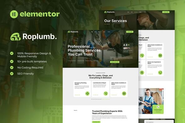 Télécharger Roplumb – Plumbing Service Elementor Template Kit