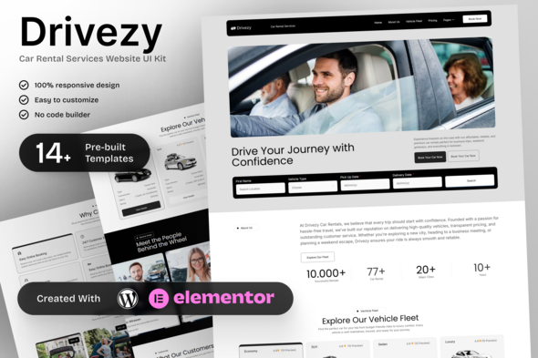 Download Drivezy – Car Rental Services Elementor Template Kit