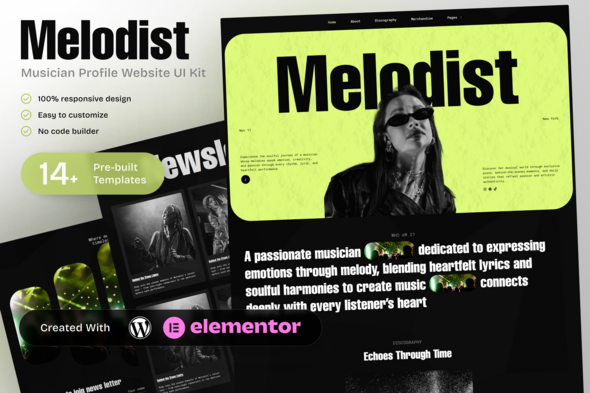 Download Melodist – Musician Profile Elementor Template Kit
