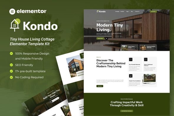 Télécharger Kondo – Tiny House Living Cottage Elementor Template Kit