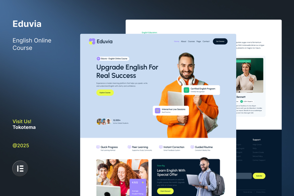Download Eduvia – English Online Course Website Elementor Template Kit