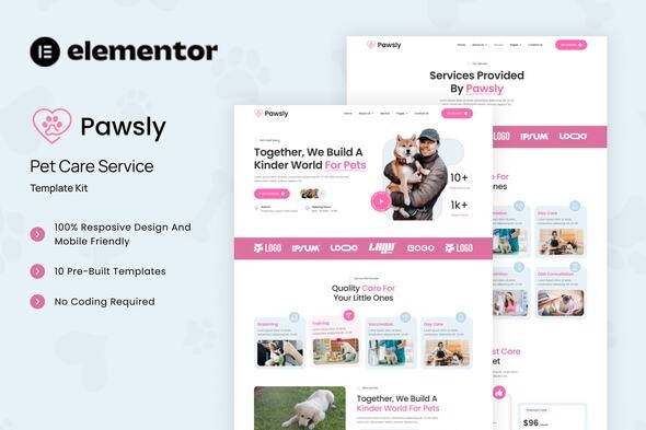 Download Pawsly – Pet Care Service Elementor Template Kit