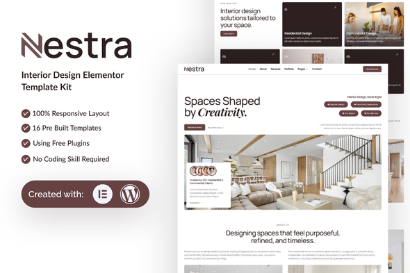 Télécharger Nestra – Interior Design Elementor Template Kit