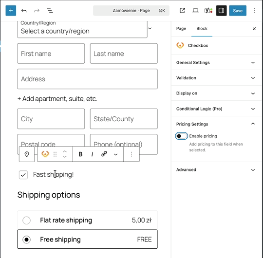 Download WP Desk | Checkout Fields For Blocks Field Pricing
