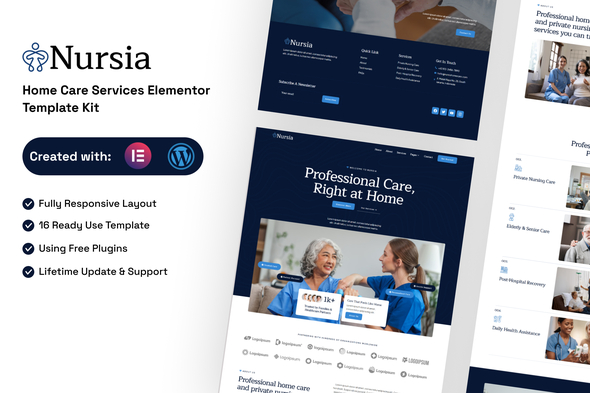 Télécharger Nursia – Home Care Services Elementor Template Kit