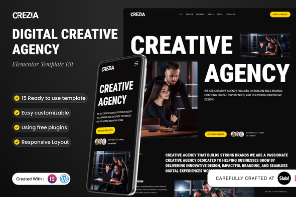 Download Crezia – Digital Creative Agency Elementor Template Kit