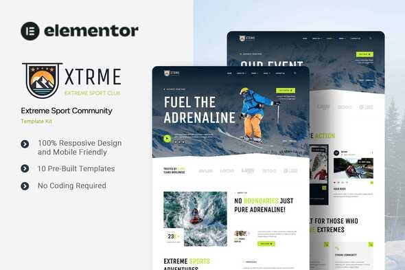 Download XTRME – Extreme Sport Community Elementor Template Kit