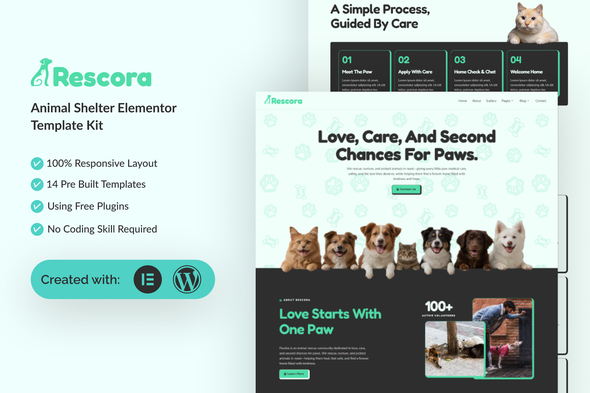 Download Rescora – Animal Shelter Elementor Template Kit