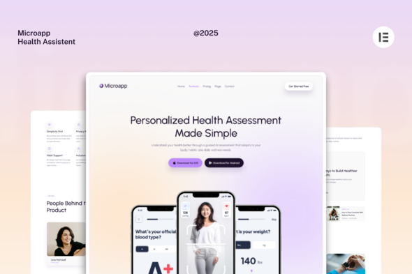 Download MicroApp – SaaS Mobile App Website Elementor Template Kits