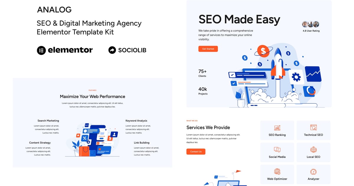 Télécharger Analog – Seo Digital Marketing Agency Elementor Template Kit