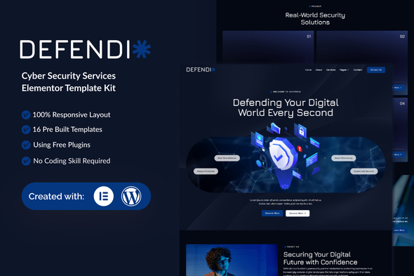 Download Defendio – Cyber Security Services Elementor Template Kit