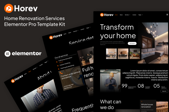 Télécharger Horev – Home Renovation Services Elementor Pro Template Kit