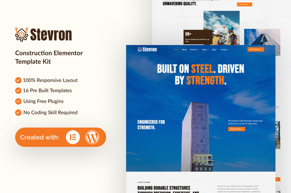Download Stevron – Construction Elementor Template Kit