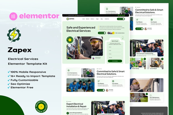 Télécharger Zapex – Electrical Services Elementor Template Kit