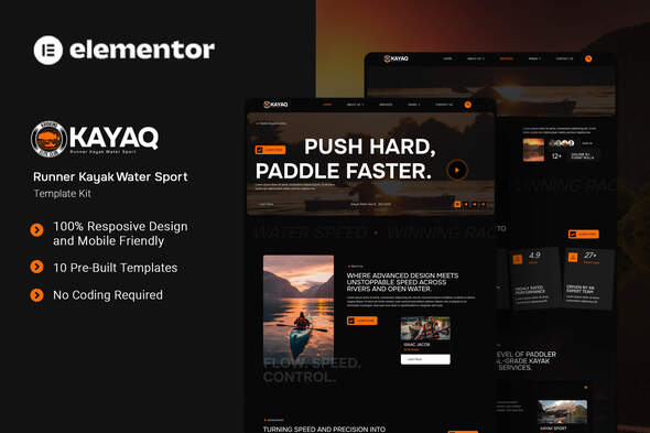 Download Kayaq – Runner Kayak Water Sport Elementor Template Kit