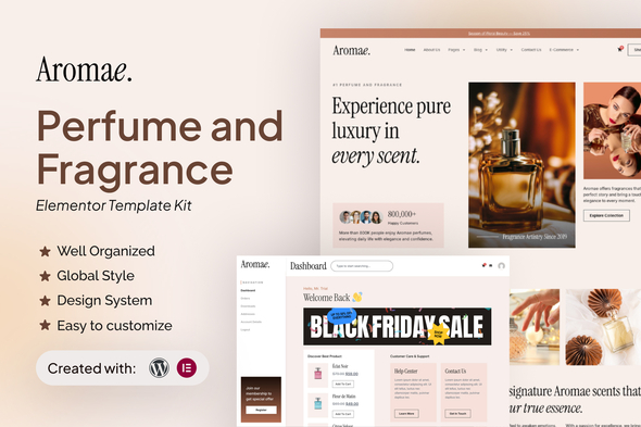 Télécharger Aromae – Perfume and Fragrance Elementor Template Kit