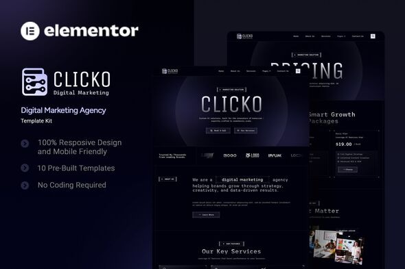 Télécharger Clicko – Digital Marketing Agency Elementor Template Kit