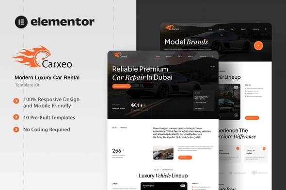 Download Carxeo – Modern Luxury Car Rental Elementor Template Kit