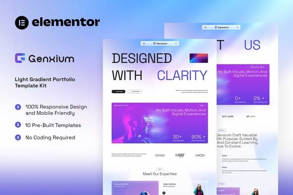 Télécharger Genxium – Light Gradient Portfolio Elementor Template Kit