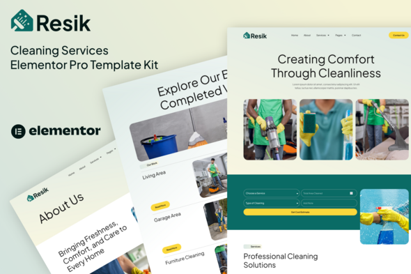 Download Resik – Cleaning Services Elementor Pro Template Kit