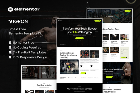 Download Vigron – Fitness Gym Elementor Template Kit