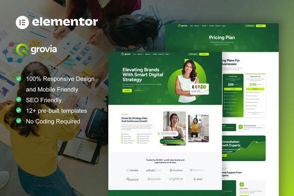 Download Grovia – Digital Marketing Agency Elementor Pro Template Kit