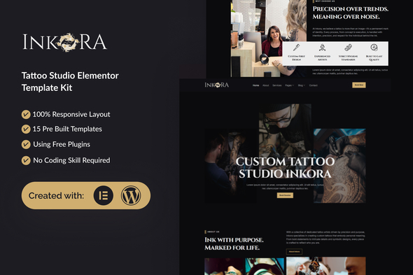 Télécharger Inkora – Tattoo Studio Elementor Template Kit