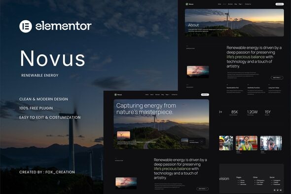 Download Novus – Green Renewable Energy Elementor Template Kit