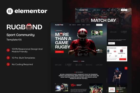 Download Rugbond – Sport Community Elementor Template Kit