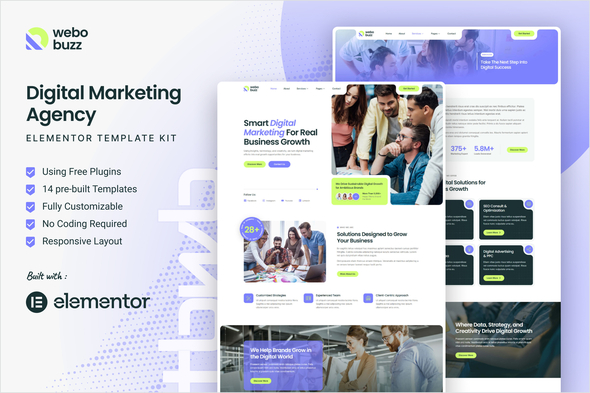 Télécharger Webobuzz – Digital Marketing Agency Elementor Template Kit