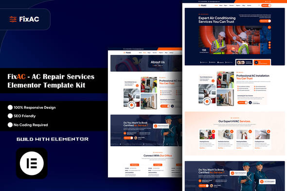 Download FixAC – AC Repair Services Elementor Template Kit