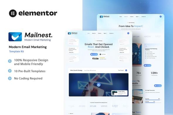 Download Mailnest – Modern Email Marketing Elementor Template Kit